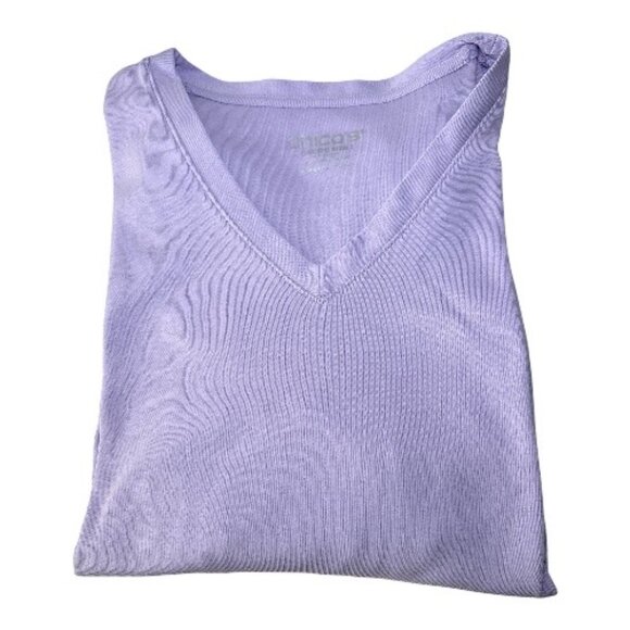 CHICO'S LAVENDER V-NECK 3/4-SLEEVE FLARED HIP 100% COTTON SHIRT SIZE 1 (M) NWOT - Picture 3 of 8